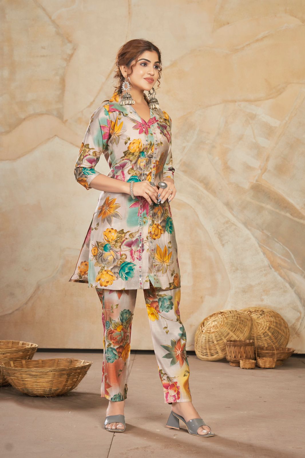 224 Super Single By Seamore Printed Cord Set Kurti With Bottom Wholesale Market In Surat
